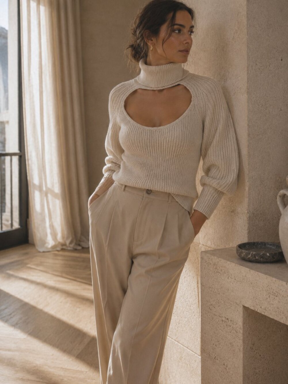 NWT IRO MURANE CUT OUT TURTLENECK CHUNKY SWEATER